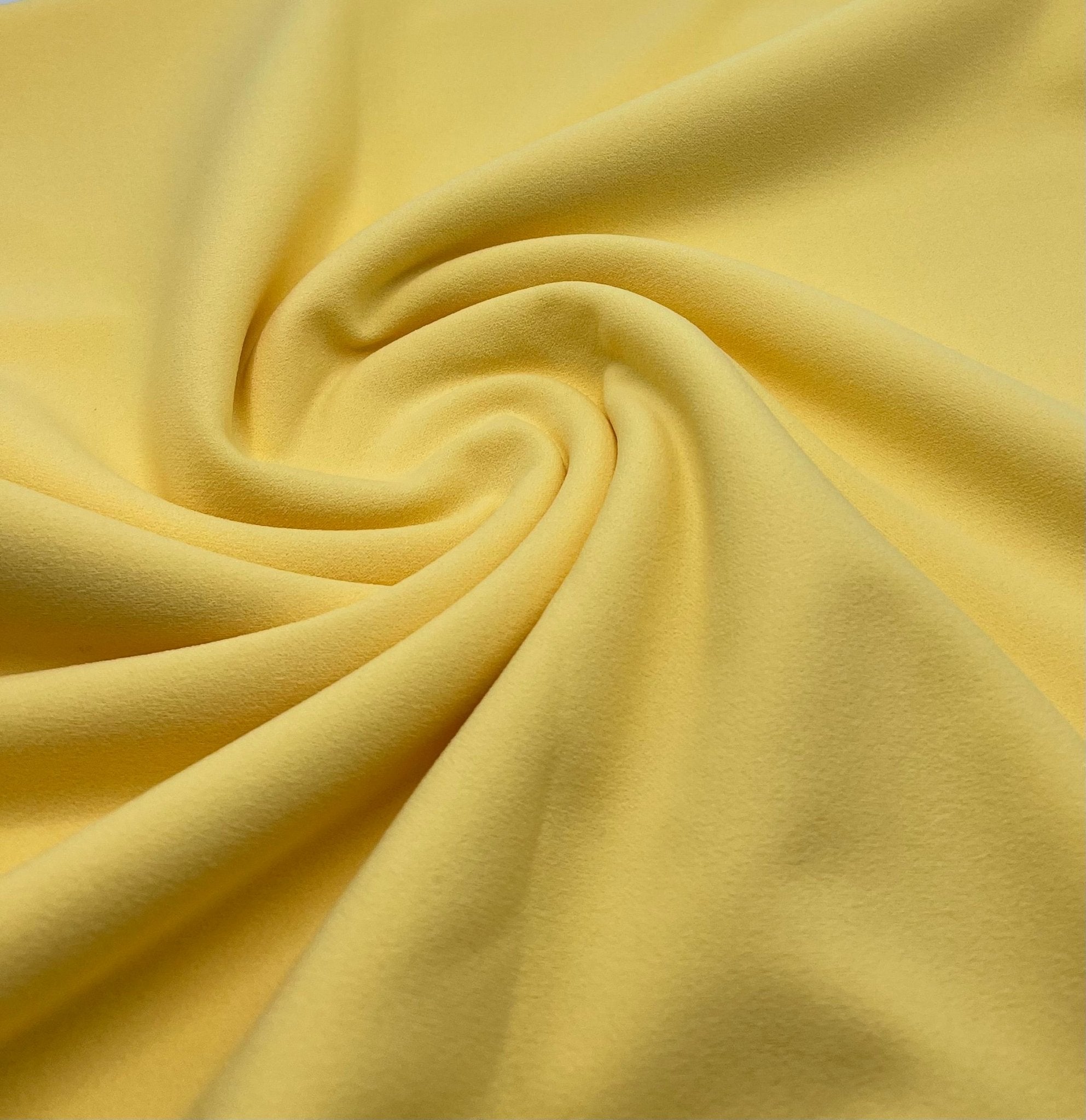 Plain Yellow Lemon Scuba Crepe Stretch Jersey Fabric 4 Way Stretch - T9 Fabrics